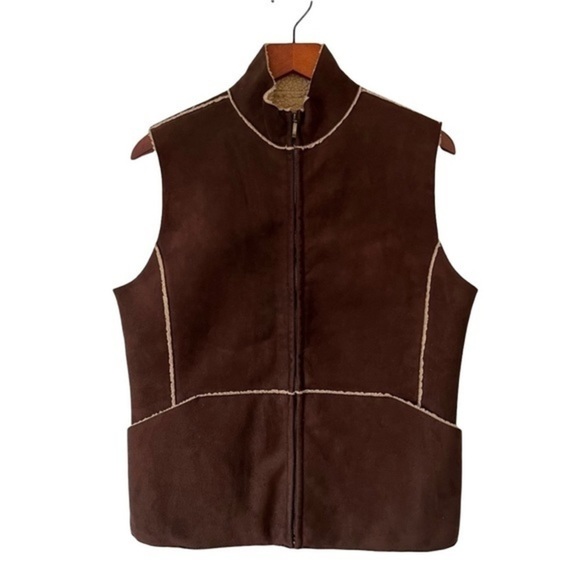 Valerie Stevens Jackets & Blazers - Valerie Stevens Faux Shearling Vest Suede Brown Sz Medium